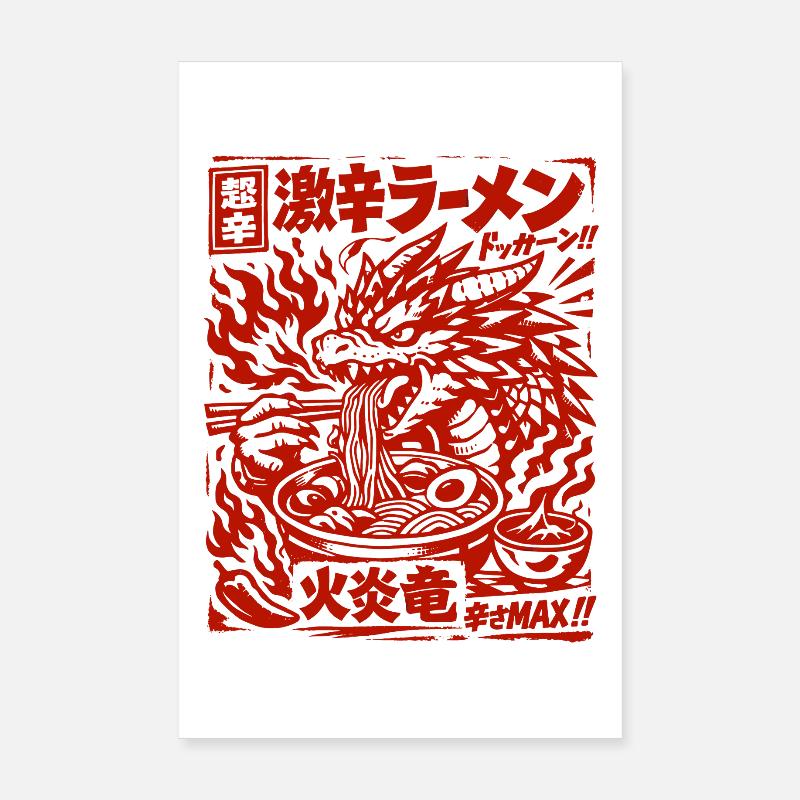 Drachen | Ramen | Nudelsuppe | extra scharf Poster 20x30 cm
