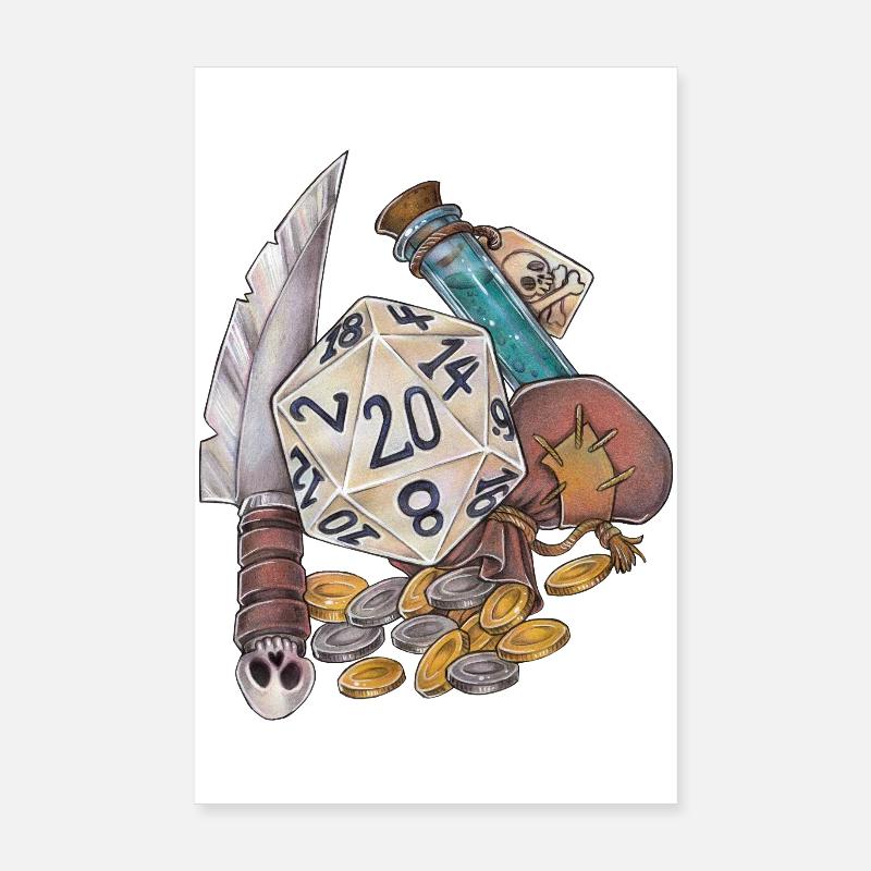 RPG Tabletop D20 Dice Gift Thief Robbery Poster 8" x 12" (20x30 cm)