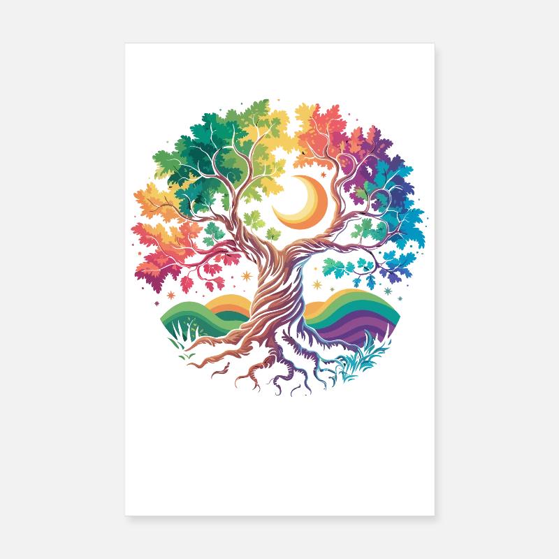 Rainbow Tree Moon Magic Poster 8" x 12" (20x30 cm)