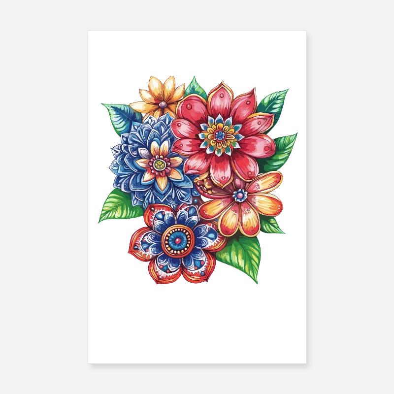 Farbexplosion Blütenbouquet Poster 20x30 cm
