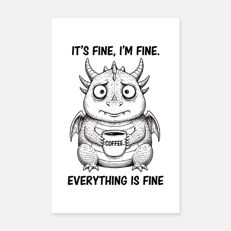 C’est bien dans l’humour du Dragon du Café Fine Poster 20 x 30 cm