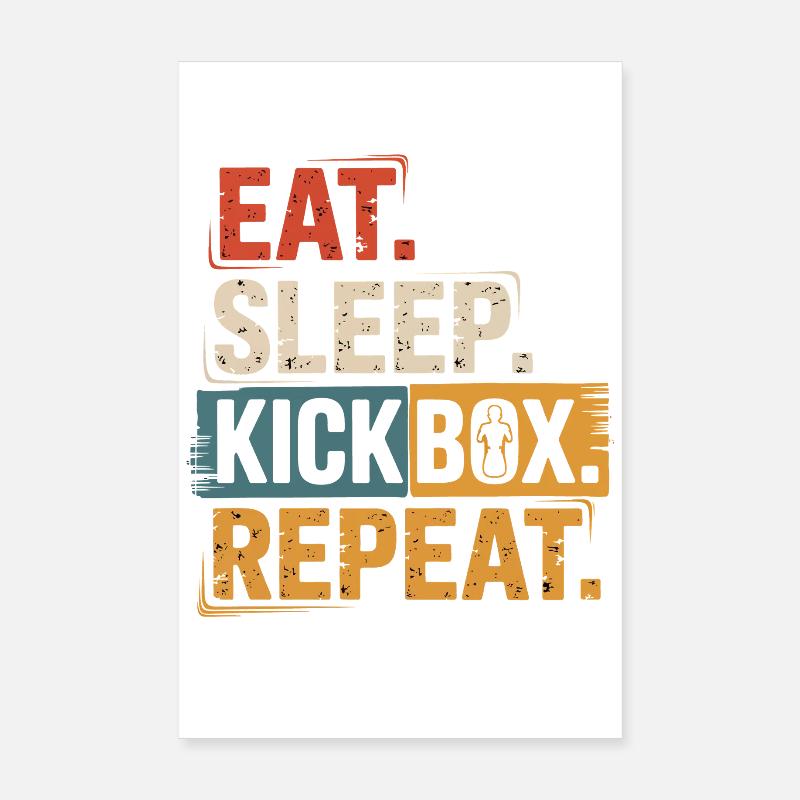 Mange Sommeil Kickbox Répéter Poster 20 x 30 cm
