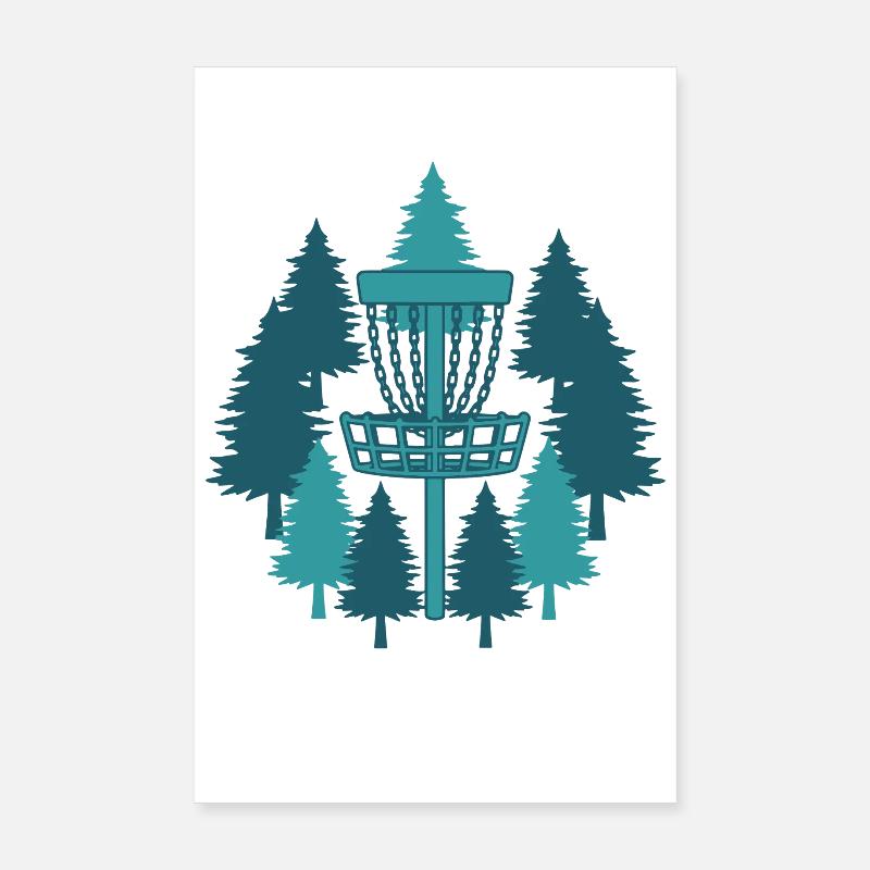 Panier de disc golf dans la forêt Frisbee Golf volant Poster 20 x 30 cm