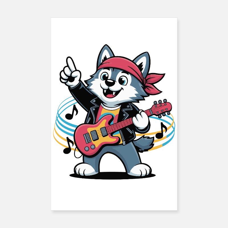 Cat Guitar - Poster 8" x 12" (20x30 cm) - white