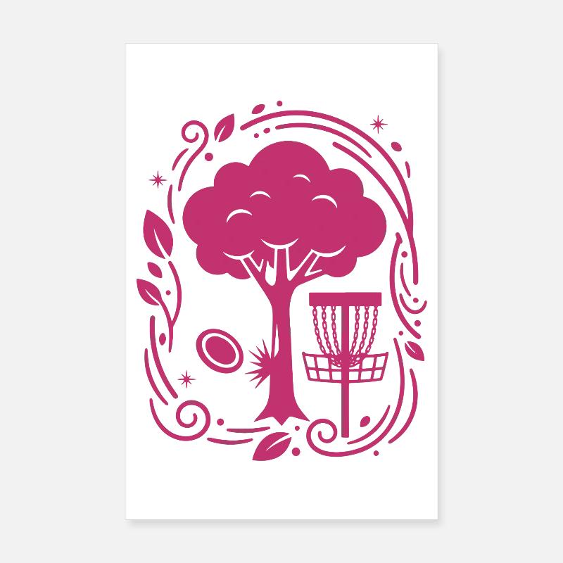 Disc Golf Arbre Arbre Flying Disc Basket Frisbee Golf Poster 20 x 30 cm