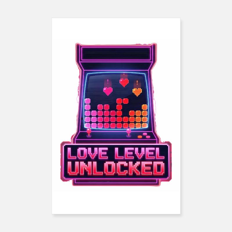 Jeu vidéo rétro d’arcade débloqué Love Level Poster 20 x 30 cm