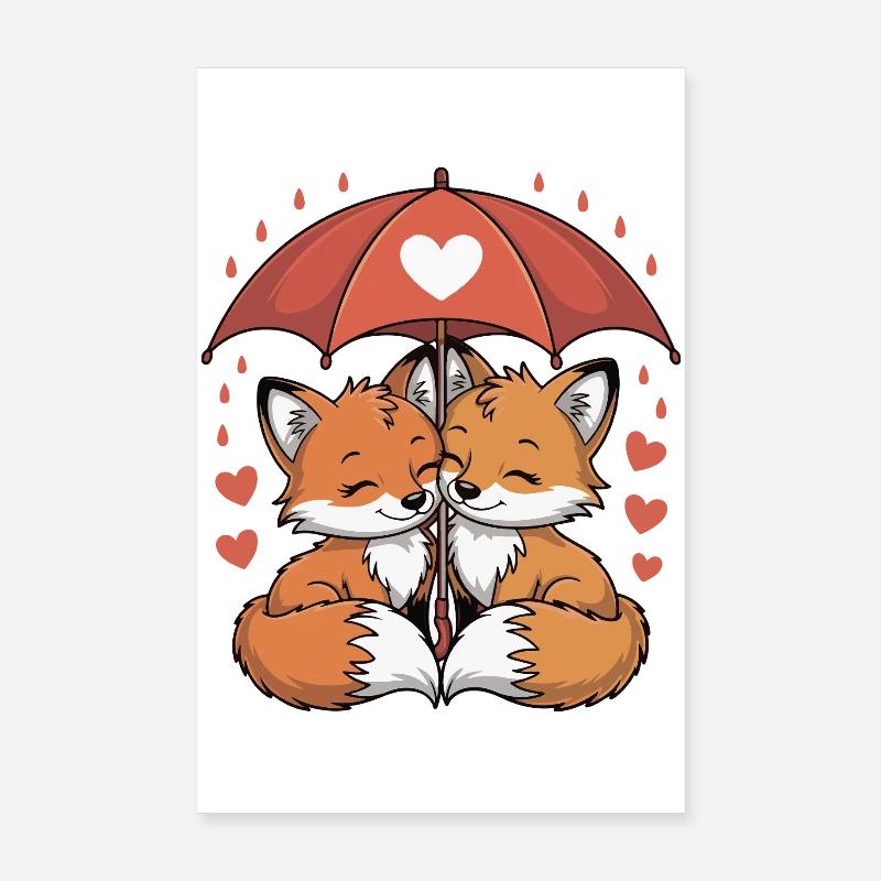 Fox Comic Couple Love Poster 8" x 12" (20x30 cm)