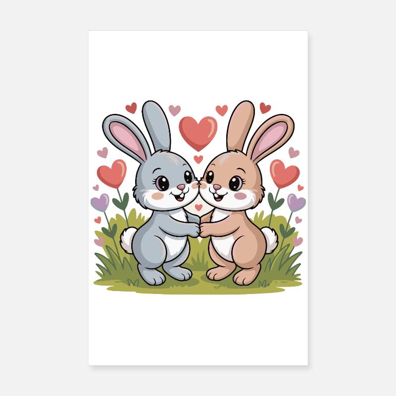 Bunny Couple Love Easter In Love Poster 8" x 12" (20x30 cm)