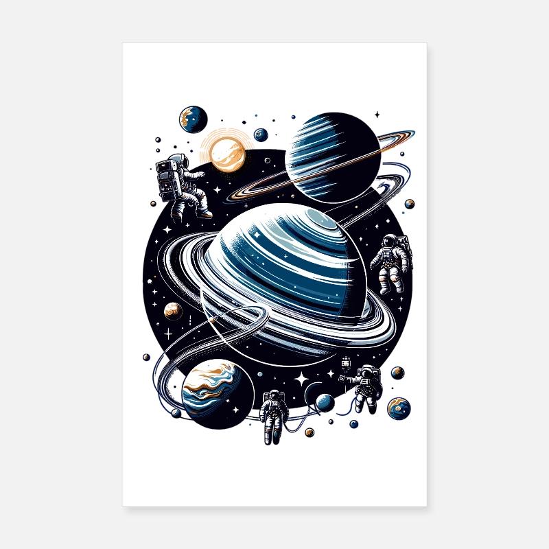 Ringed planet orbit: Astronauts Poster 8" x 12" (20x30 cm)