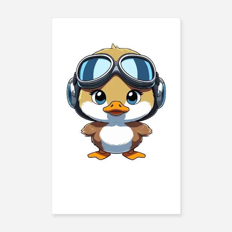 Quakender Pilot mit Fliegerbrille Poster 20x30 cm