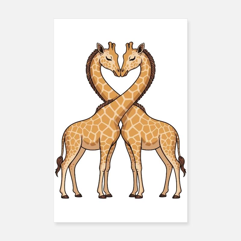 Heart-shaped giraffe duo Poster 8" x 12" (20x30 cm)