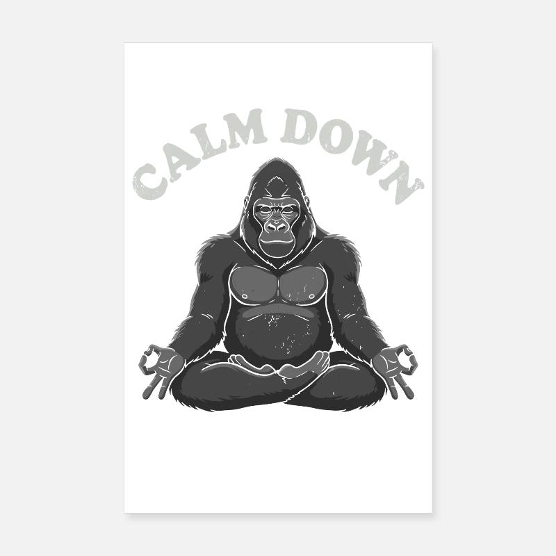 Calm Gorila Meditation Pose Poster 8" x 12" (20x30 cm)