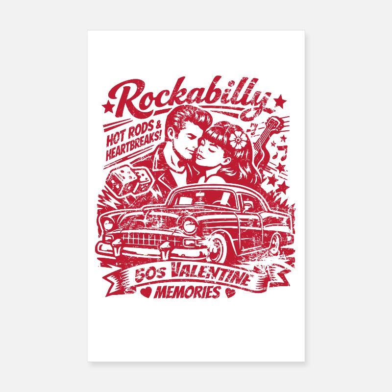 Rockabilly Valentine Memories 50s Retro Poster 8" x 12" (20x30 cm)