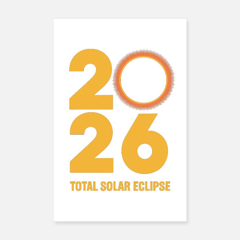 2026 Total Solar Eclipse Path Retro Poster 8" x 12" (20x30 cm)