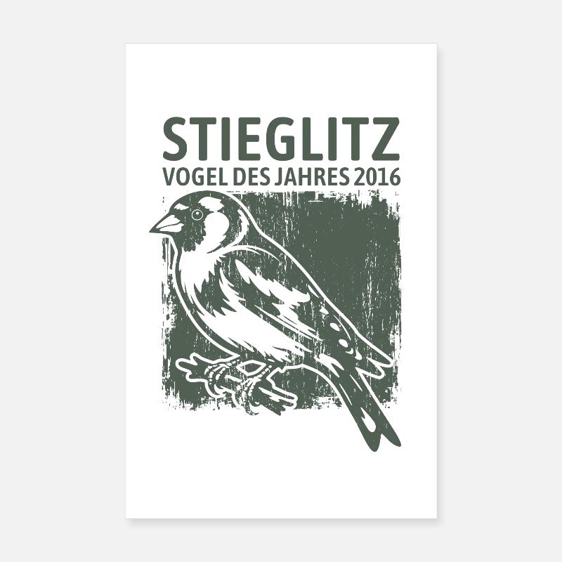 Stieglitz Vogel des Jahres 2016 - Poster 20x30 cm - Weiß