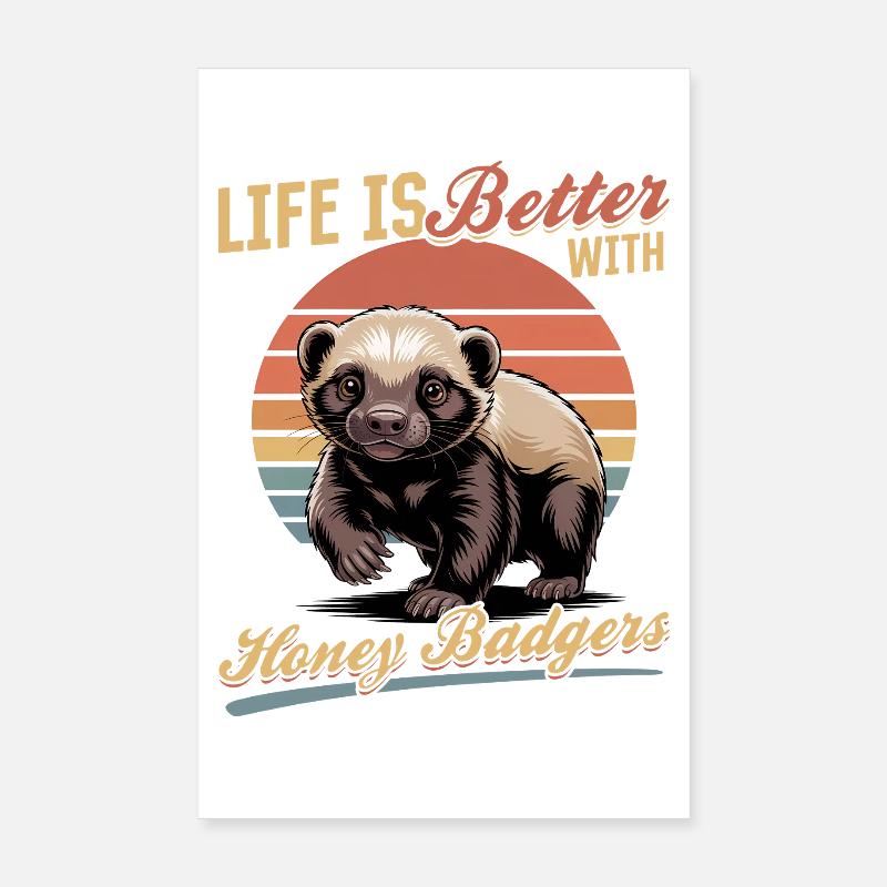 Funny Honey Badger Poster 8" x 12" (20x30 cm)