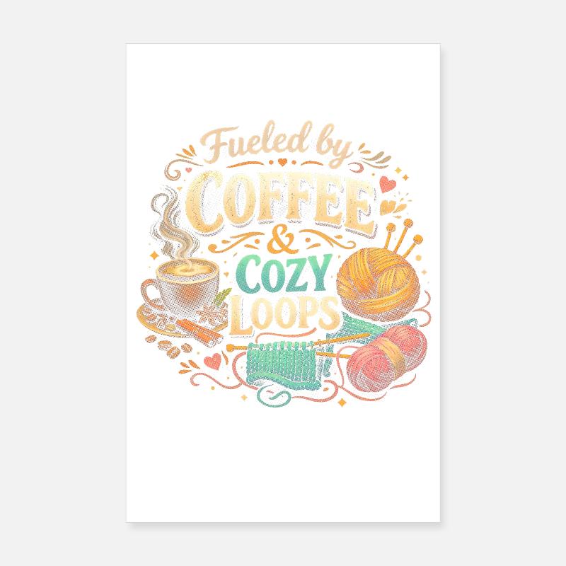 Alimenté par le café et les boucles douillettes Poster 20 x 30 cm