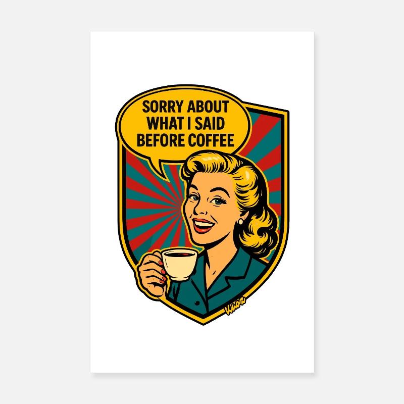Avant le café – Rétro Meme Poster 20 x 30 cm