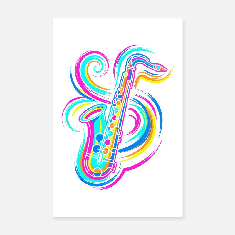 Saxophon - Poster 20x30 cm - Weiß