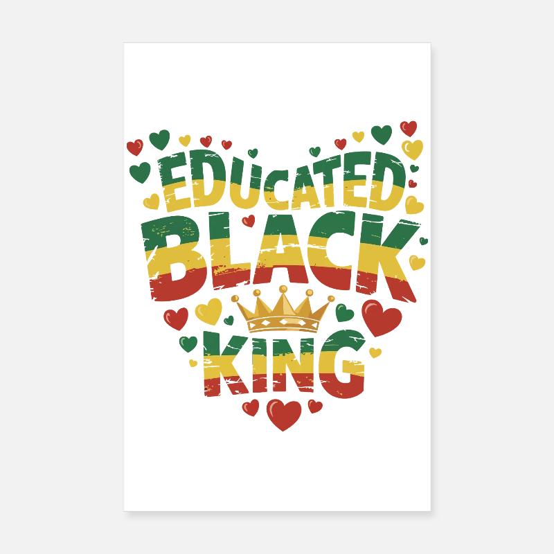 Gebildeter Schwarzer König | Afro-Pride-Zitat | Schwarz Poster 20x30 cm