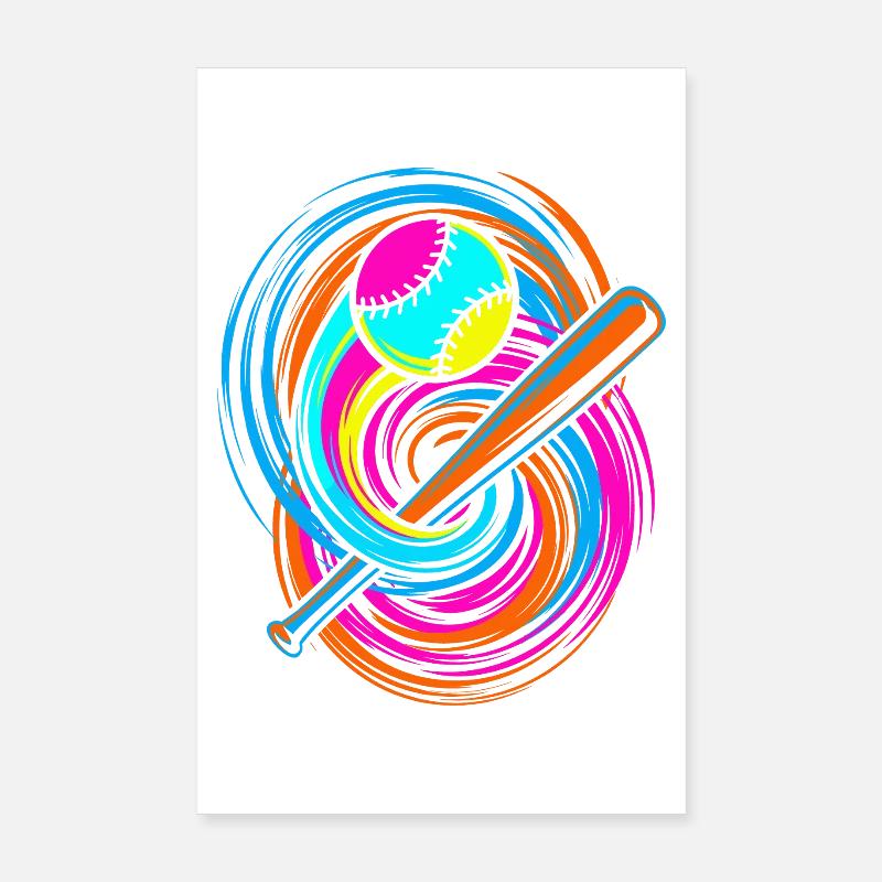 Batte de baseball et balle Poster 20 x 30 cm