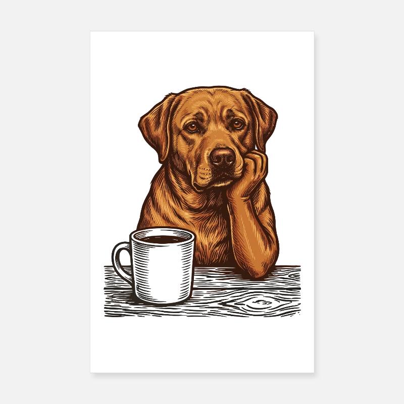 Echter Foxred Labrador Kaffee Morgenmuffel Poster 20x30 cm