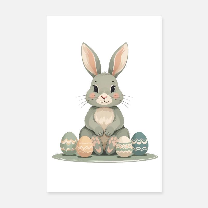 Pastel Bunny Easter Eggs Poster 8" x 12" (20x30 cm)