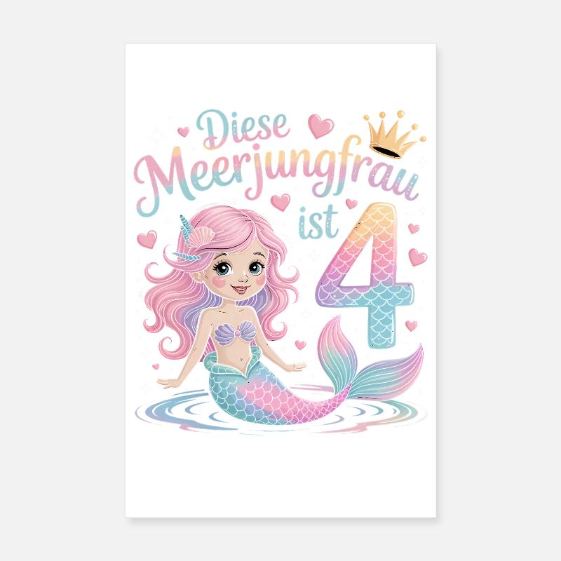 Cette sirène a 4 ans de filles Poster 20 x 30 cm