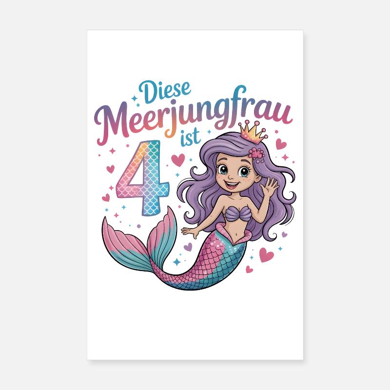 Cette sirène a 4 ans de filles Poster 20 x 30 cm