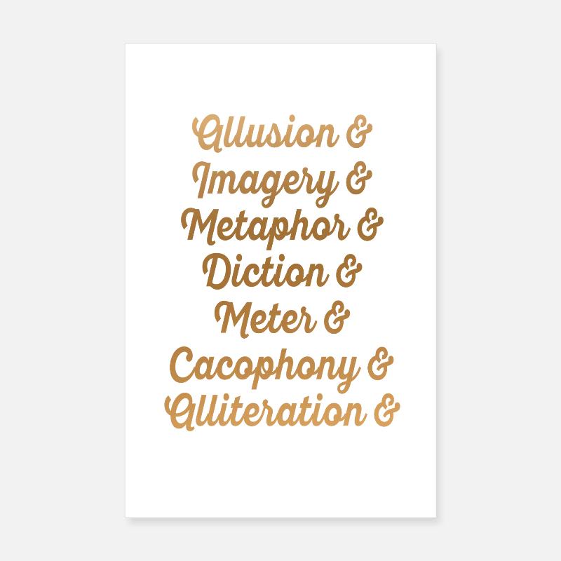 Gold Script Literary Devices Typography Poster 8" x 12" (20x30 cm)