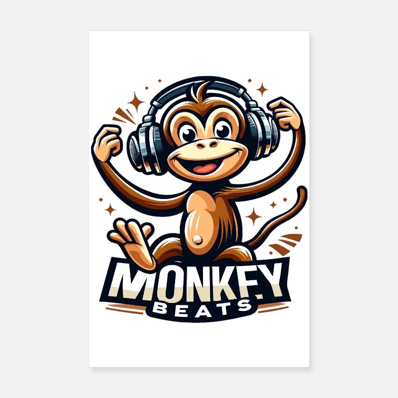 DJ casque Monkey Beats Poster 20 x 30 cm