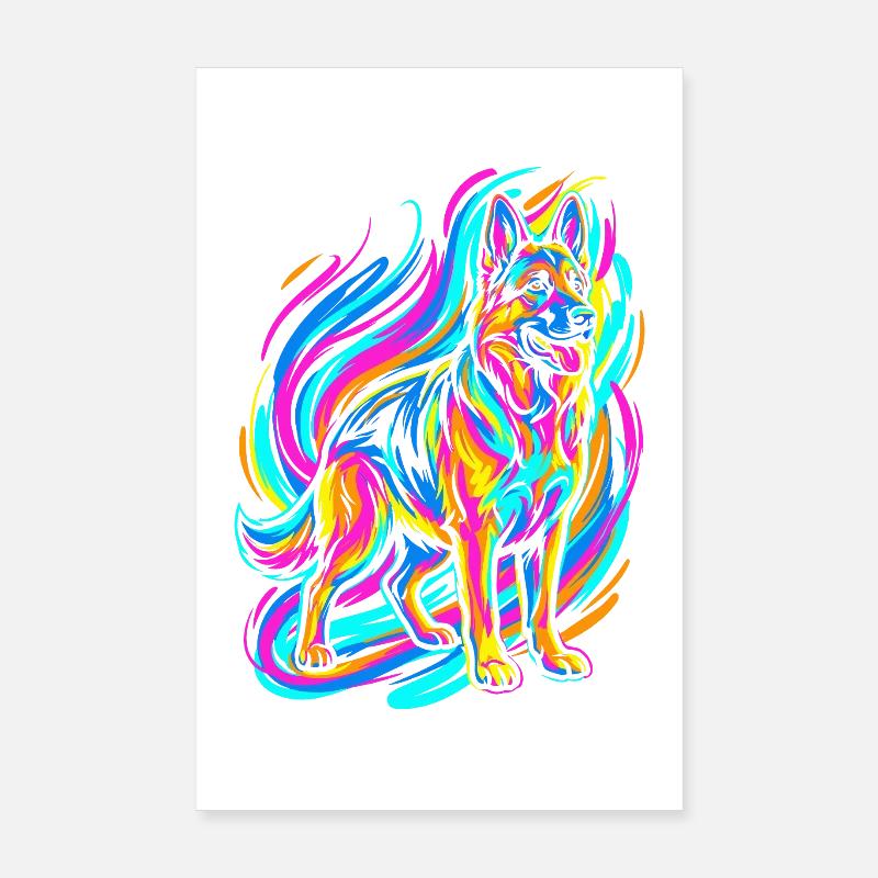 Bunter Schäferhund Poster 20x30 cm