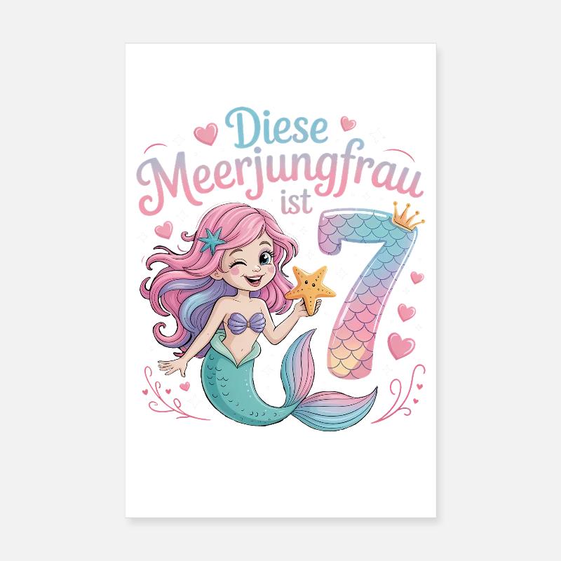 Cette sirène a 7 ans de filles Poster 20 x 30 cm