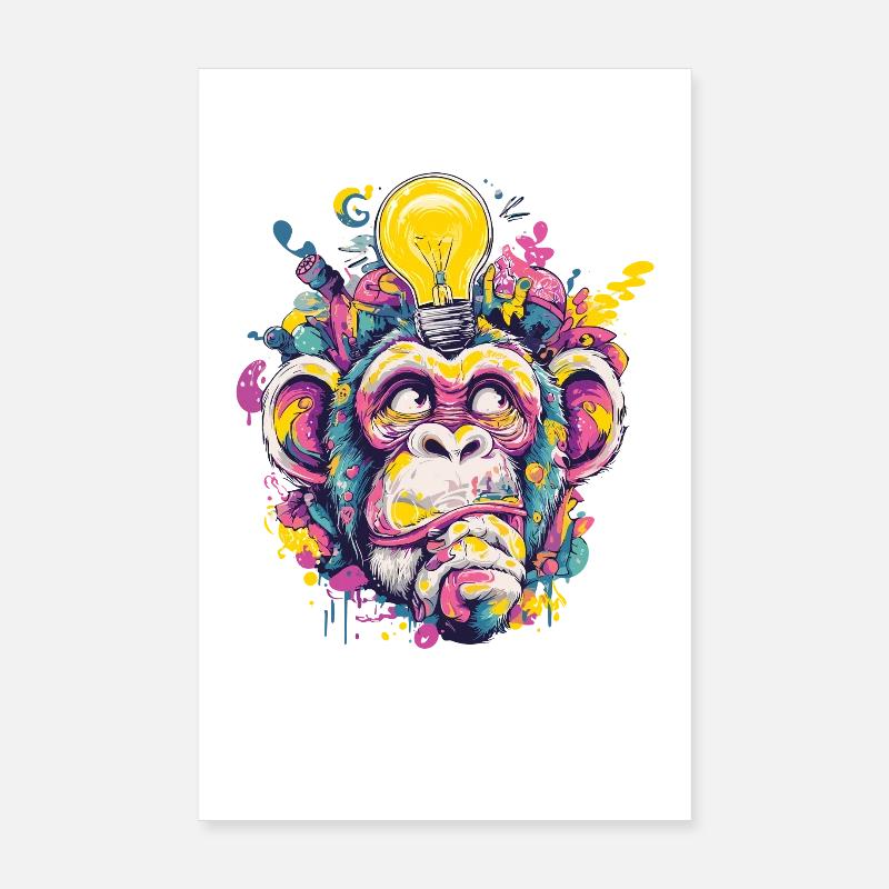 Glowing Monkey Graffiti Poster 8" x 12" (20x30 cm)