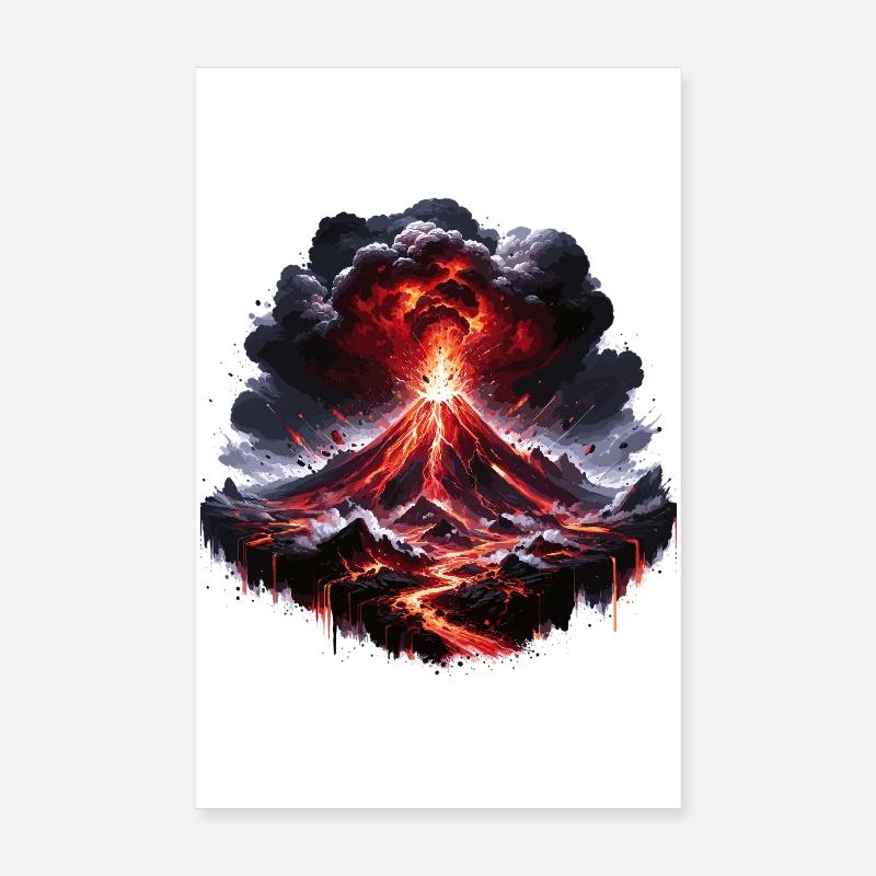 Feux d’artifice de lave par éruption volcanique Poster 20 x 30 cm