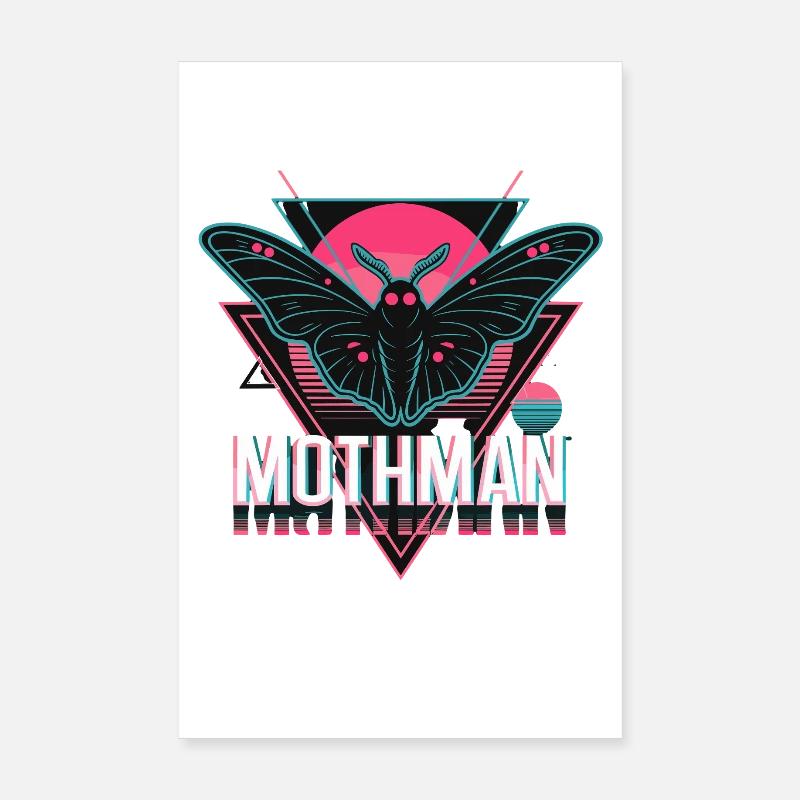 Mothman Rétro Synthwave Cryptid Urban Legend années 80 Poster 20 x 30 cm