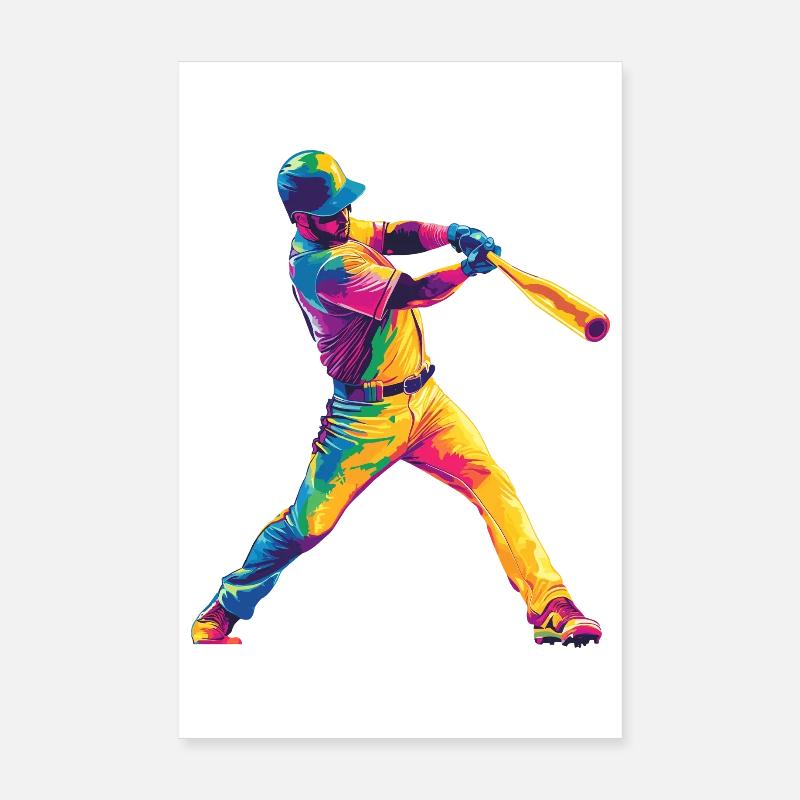 Puissance colorée du baseball Poster 20 x 30 cm