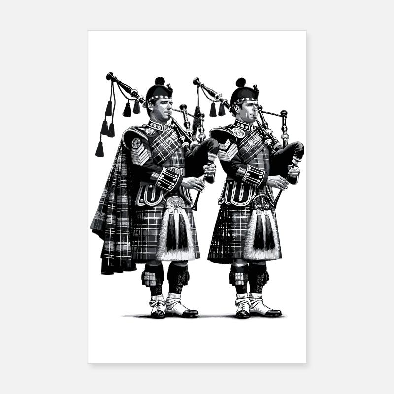 Duo de cornemuses en kilt Poster 20 x 30 cm