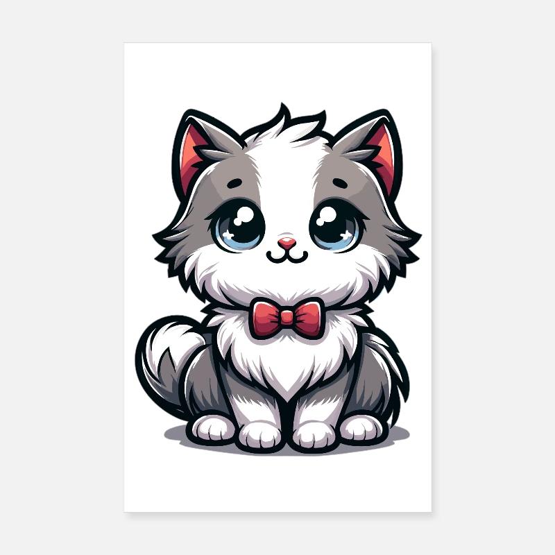 Cuddly kitten with red bow tie Poster 8" x 12" (20x30 cm)
