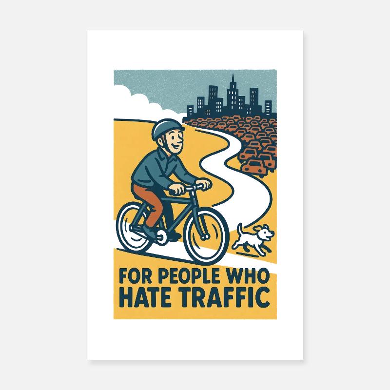 For those who hate traffic jams | Bicycle Humor Poster 8" x 12" (20x30 cm)