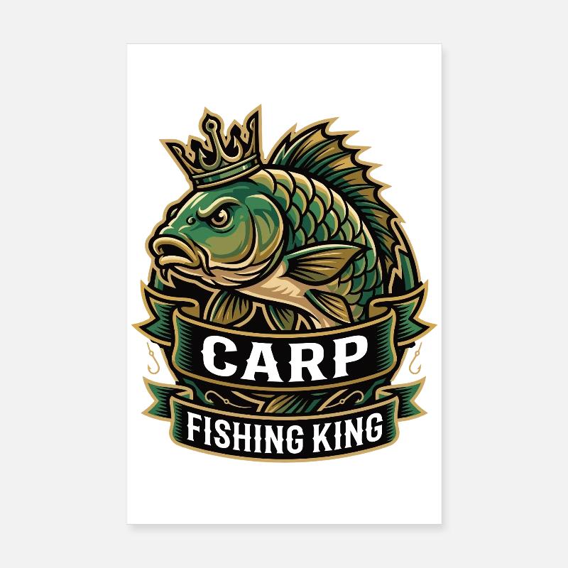 Conception du roi de la pêche à la carpe Karpfen Poster 20 x 30 cm