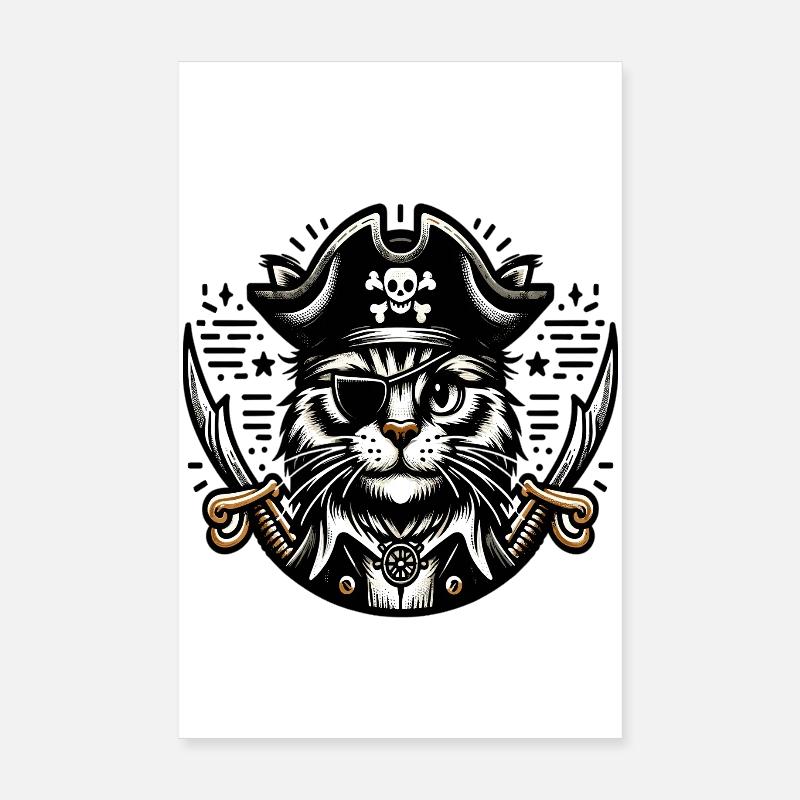 Cat Pirate: Pirate Cat with Eye Patch Poster 8" x 12" (20x30 cm)