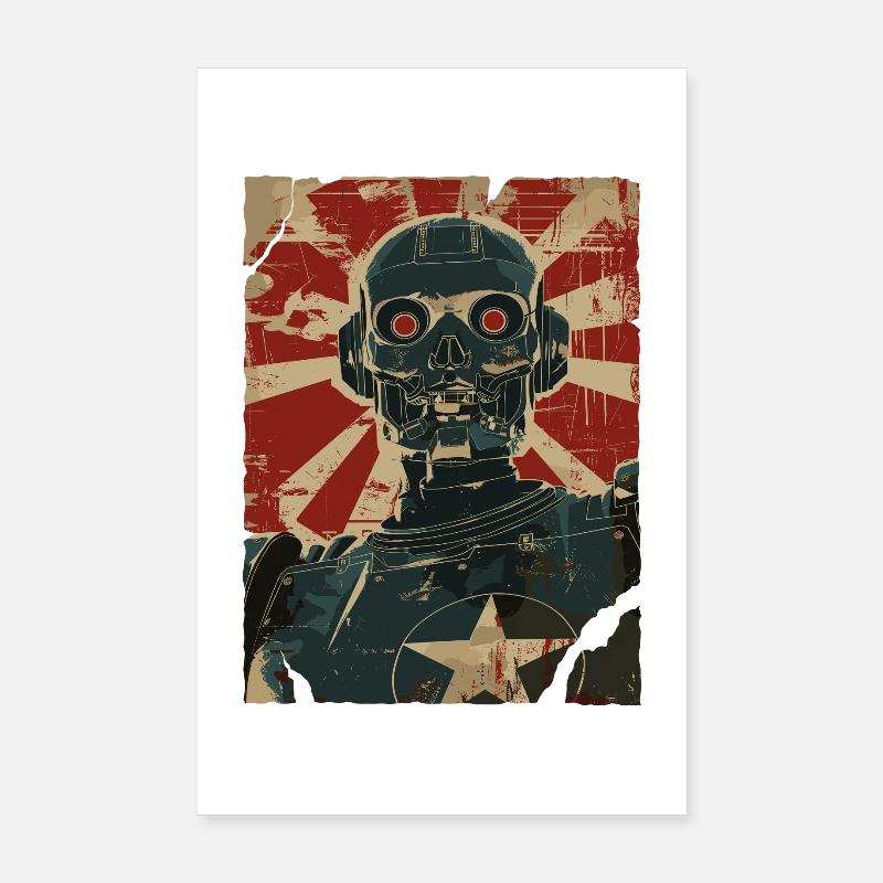 Robo Skull Robot Skull Retro Poster 20 x 30 cm