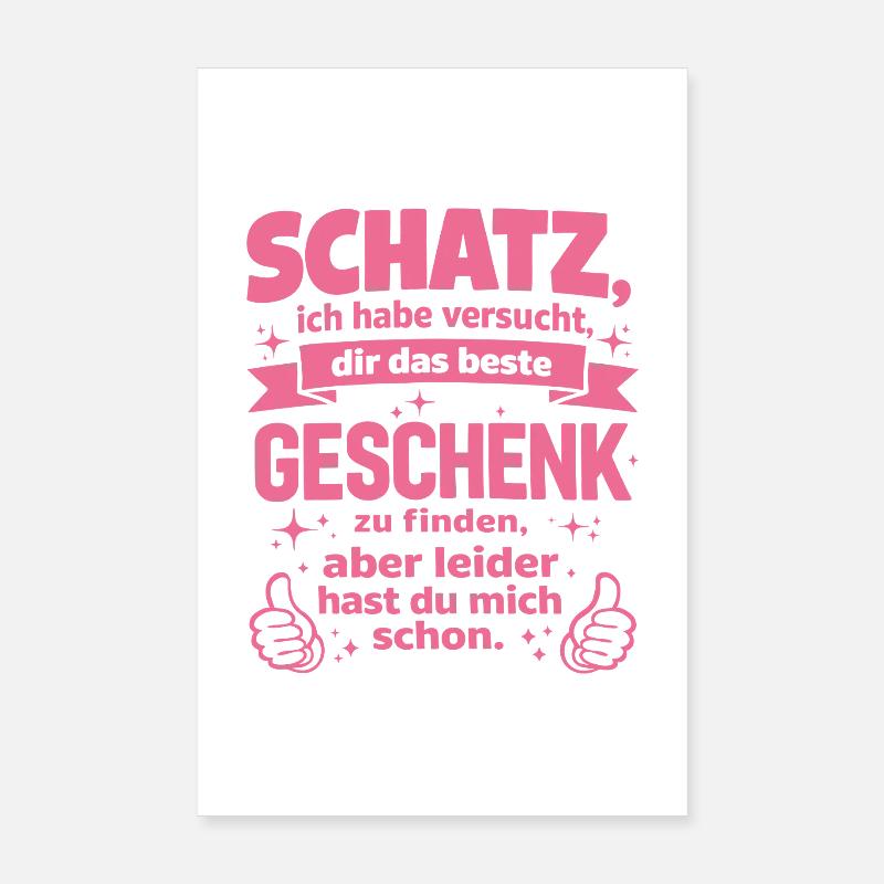 Schatz, das beste Geschenk Spruch Pink Poster 20x30 cm
