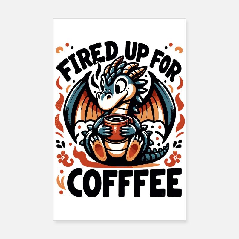 Joie de feu du Dragon du Café Poster 20 x 30 cm