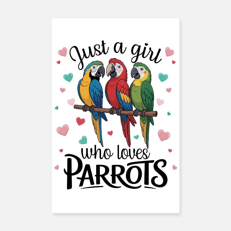 Three Parrots Macaws Parrot Lover Tropical Poster 8" x 12" (20x30 cm)