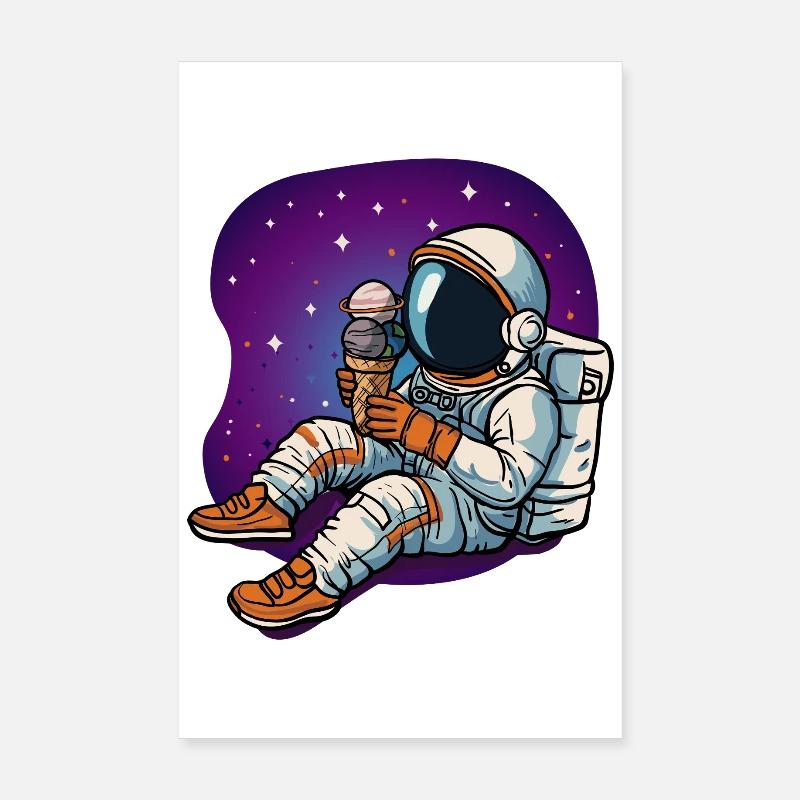 Weltraum-Astronaut genießt Eiscreme Poster 20x30 cm