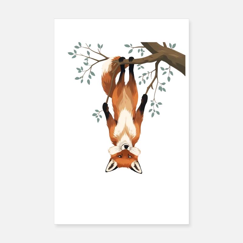 Fuchs hängt von Ast Poster 20x30 cm
