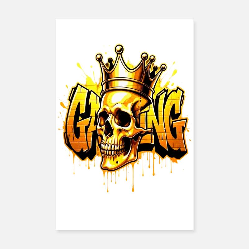 Or de Crâne de Graffiti Gaming Poster 20 x 30 cm