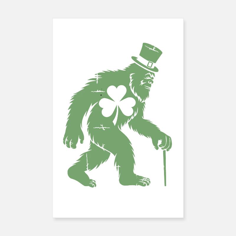 Sasquatch mit Kleeblatt Poster 20x30 cm